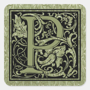 Buchstabe P Monogramm Quadratischer Aufkleber