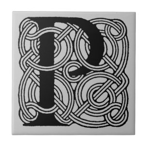 Buchstabe P Monogramm Vintage-Keltischer Knoten Dr Fliese