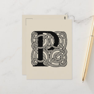 Buchstabe P Monogramm Vintage-Keltischer Knoten Dr Postkarte
