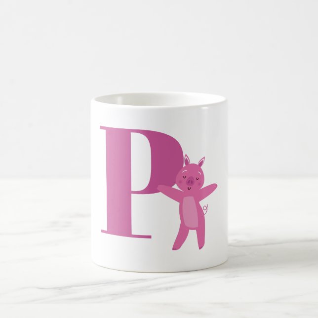 Buchstabe P u. Schwein Tasse (Mittel)