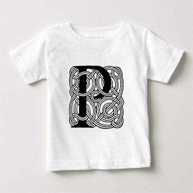 Buchstabe P Vintage Knotentonografie Baby T-shirt (Vorderseite)