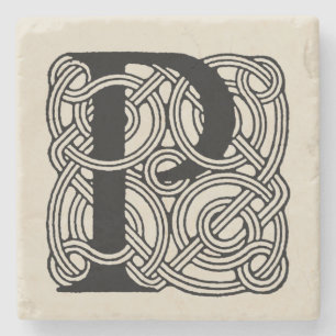Buchstabe P Vintage Knotentonografie Steinuntersetzer