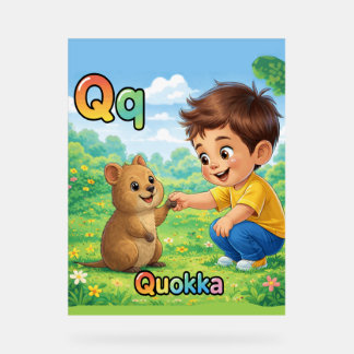 Buchstabe Q Alphabetposter – Q steht für Quokka Acrylschild