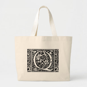 Buchstabe Q Mittelalterliche Monogramm-Kunst Art N Jumbo Stoffbeutel
