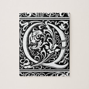 Buchstabe Q Mittelalterliche Monogramm-Kunst Art N Puzzle