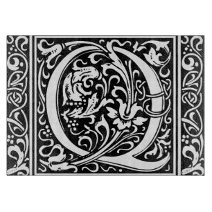 Buchstabe Q Mittelalterliche Monogramm-Kunst Art N Schneidebrett