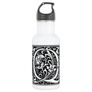 Buchstabe Q Mittelalterliche Monogramm-Kunst Nouve Edelstahlflasche