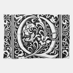 Buchstabe Q Mittelalterliche Monogramm-Kunst Nouve Handtuch