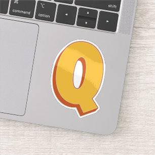 Buchstabe Q Monogramm, fett 3D-Schrifttype Anfangs Aufkleber