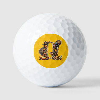 Buchstabe Q Thanksgiving-Style Truthahn  Golfball