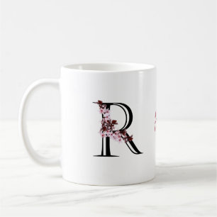 Buchstabe R, Cherry Blossom   Monogram Script Name Kaffeetasse
