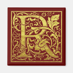 Buchstabe R Erster Brief Imitat Gold Red Magnet