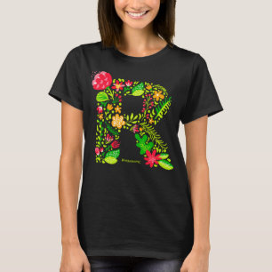 Buchstabe R im T - Shirt Blume
