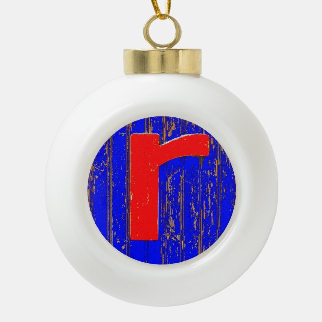 Buchstabe r keramik Kugel-Ornament (Vorderseite)