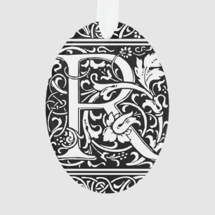 Buchstabe R Mittelalterliche Monogramm-Kunst Nouve Ornament