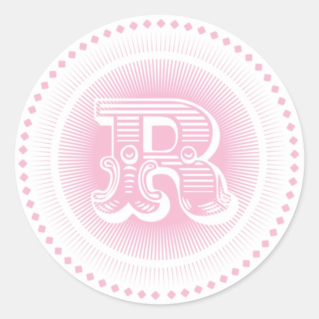 Buchstabe R Monogramm Aufkleber (Vorderseite)