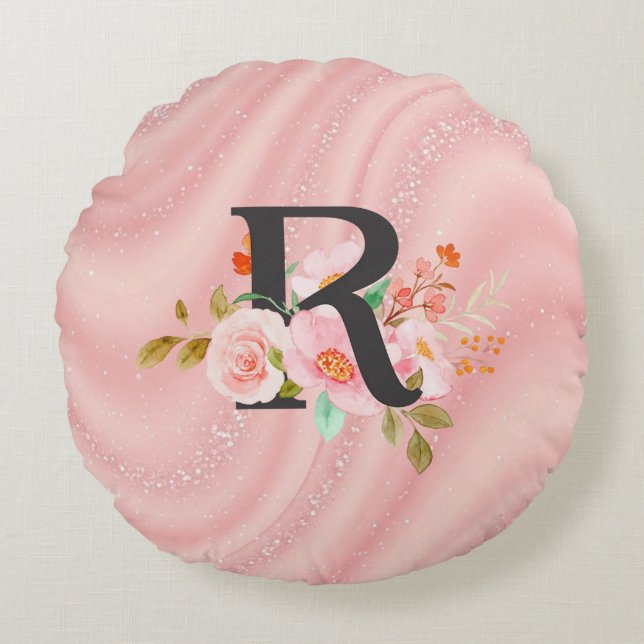 Buchstabe R Rundes Kissen (Vorderseite)