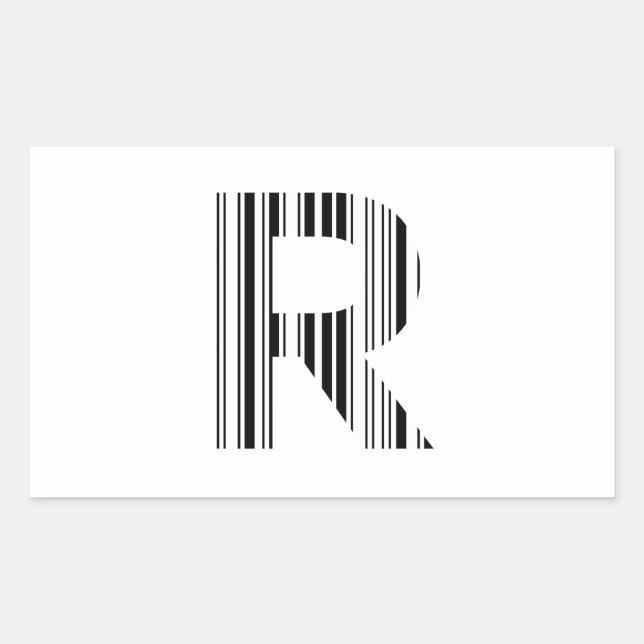 BUCHSTABE R STRICHCODE Erster Anfangsbuchstabe-Str Rechteckiger Aufkleber (Vorderseite)