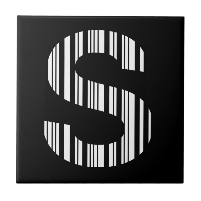 BUCHSTABE S BAR CODE Erstes Anfangsbuchstaben-Barc Fliese (Vorderseite)