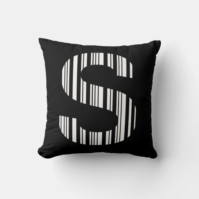 BUCHSTABE S BARCODE Erstes Anfangs-Barcode-Muster Kissen (Vorderseite)