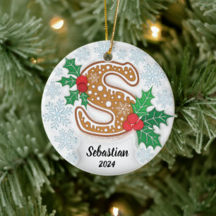 Buchstabe S Benutzerdefinierter Name Monogramm Wei Keramik Ornament