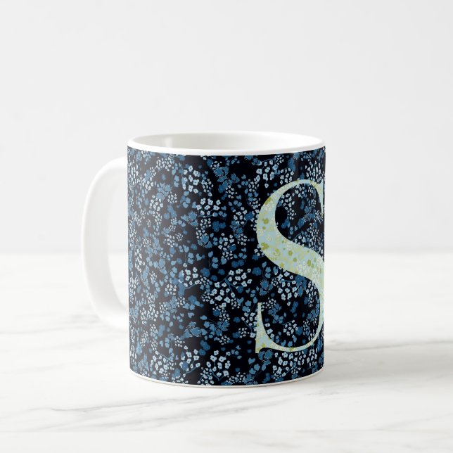 Buchstabe S - blaue und grüne Freiheit Kaffeetasse (Vorderseite Links)