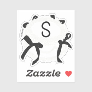 Buchstabe S Initial Schwarz-Weiß-Schleife Vintage- Aufkleber
