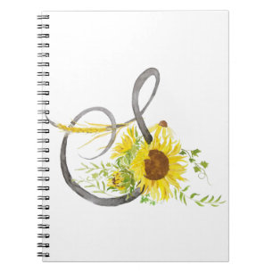 Buchstabe S Kalligrafie Sonnenblume Aquarell Notizblock