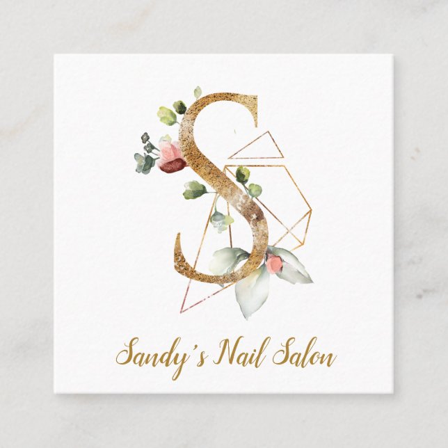 Buchstabe S mit Goldgeometrischem Entwurf und Quadratische Visitenkarte (Vorderseite)