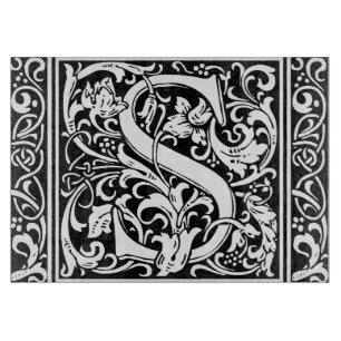 Buchstabe S Mittelalterliche Monogramm-Kunst Art N Schneidebrett