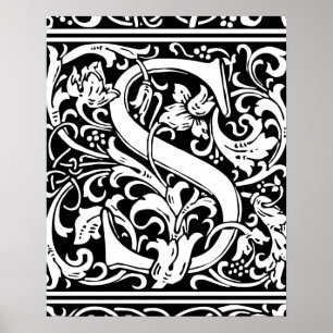 Buchstabe S Mittelalterliches Monogramm Vintage In Poster