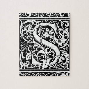 Buchstabe S Mittelalterliches Monogramm Vintage In Puzzle
