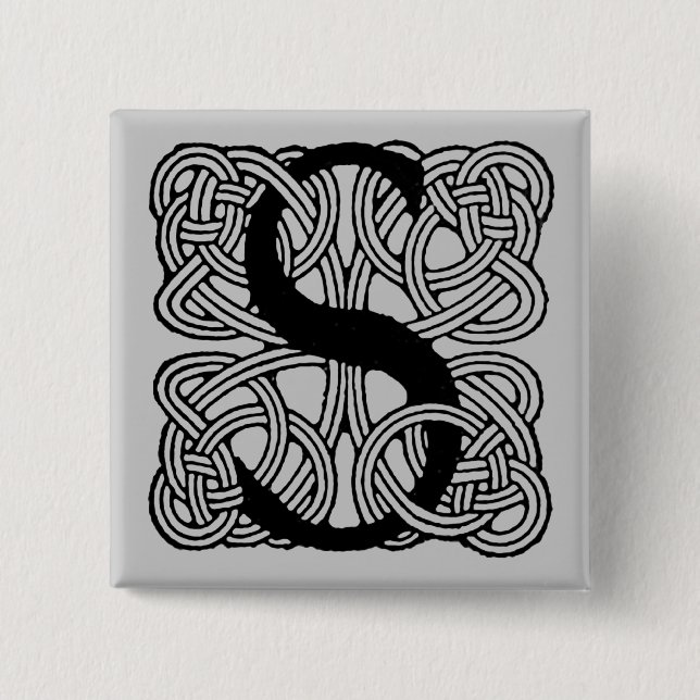 Buchstabe S Monogramm Vintage-Knotenprint Button (Vorderseite)