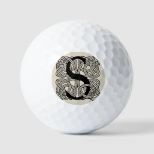 Buchstabe S Monogramm Vintage-Knotenprint Golfball