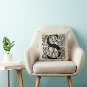 Buchstabe S Monogramm Vintage-Knotenprint Kissen