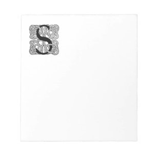 Buchstabe S Monogramm Vintage-Knotenprint Notizblock