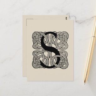 Buchstabe S Monogramm Vintage-Knotenprint Postkarte