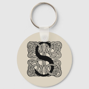 Buchstabe S Monogramm Vintage-Knotenprint Schlüsselanhänger