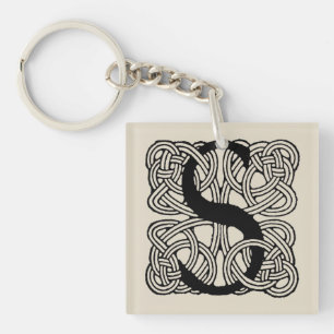 Buchstabe S Monogramm Vintage-Knotenprint Schlüsselanhänger
