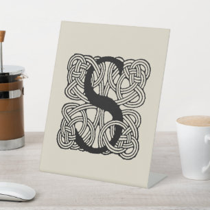 Buchstabe S Monogramm Vintage-Knotenprint Sockelschild