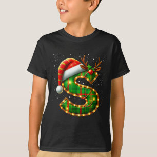 Buchstabe S Weihnachten Kariert Santa Hut Monogram T-Shirt