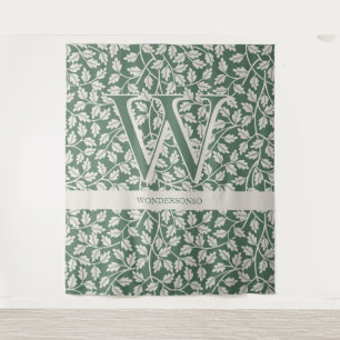 Buchstabe Smaragdgrün Blumen editierbares Monogram Wandteppich