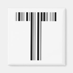 BUCHSTABE T BAR CODE Erstes Anfangsbuchstaben-Barc Magnet