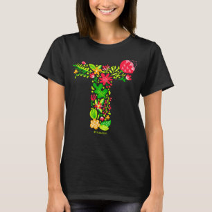 Buchstabe T im T - Shirt Blume