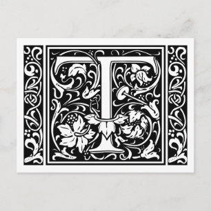 Buchstabe T Mittelalterliche Monogramm-Kunst Art N Postkarte