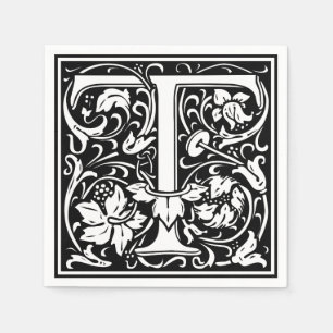 Buchstabe T Mittelalterliche Monogramm-Kunst Art N Serviette