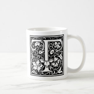 Buchstabe T Mittelalterliche Monogramm-Kunst im Ju Tasse