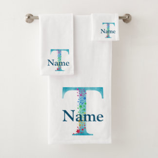 Buchstabe T Monogramm Initial Bad-Geschenkset Badhandtuch Set