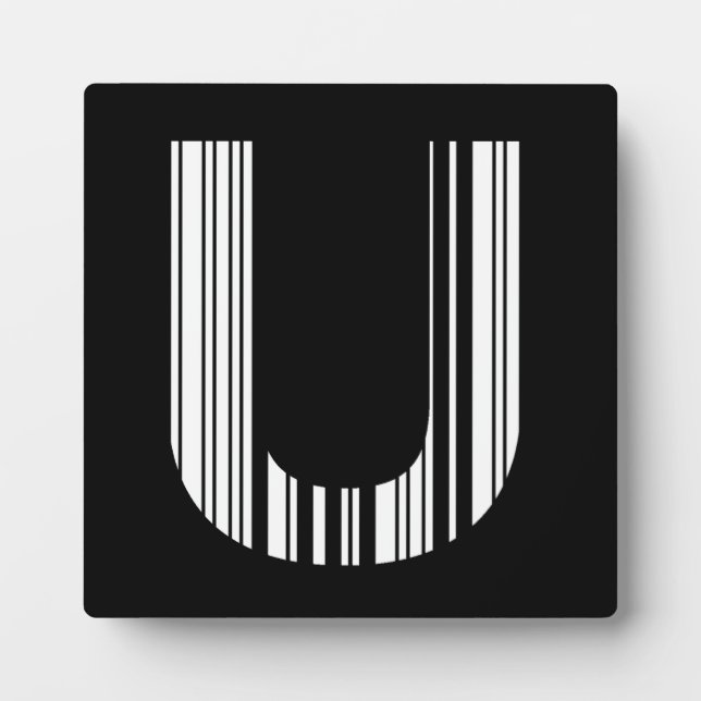 BUCHSTABE U BAR CODE Erstes Anfangsbuchstaben-Barc Fotoplatte (Vorderseite)