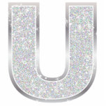Buchstabe U Fotoskulptur Ornament<br><div class="desc">Imitat-Glitterverzierung des Buchstaben U silberne</div>